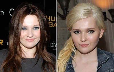 A picture of Abigail Breslin before (letf) and after (right).